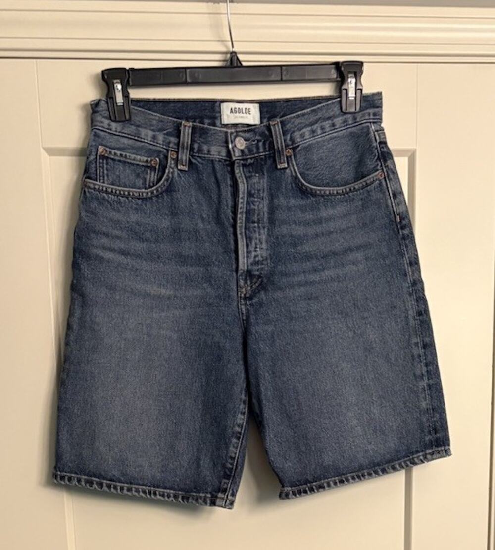 Agolde Sz 26(actual 15.5”) Risha Denim Shorts Button Fly Relaxed Fit Alter Wash